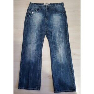 Stone Touch Loose Fit Straight Leg Jeans Men's Size 34M Distressed Y2K Grunge